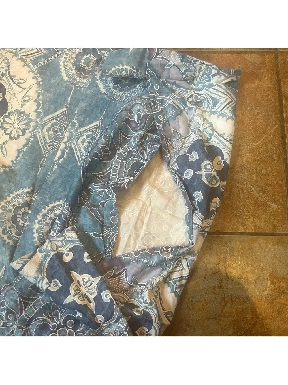 Pottery Barn Duvet Set Full/Queen Blue Medallion 2 Pullowcases Cotton Boho